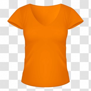 T-shirt Crew Neck Neckline Sleeve - Orange Transparent PNG