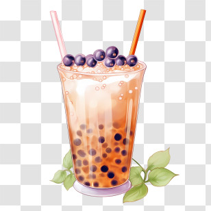Bubble Milk Tea - Bubble Tea With Tapioca Pearls Transparent PNG