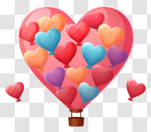 Heart Shaped Balloons - Heart Balloon Arrangement With Colorful Hearts Transparent PNG