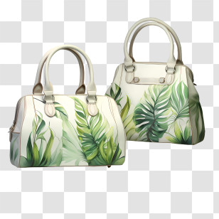 Handbag Day - Stylish Handbags With Tropical Leaf Patterns Transparent PNG