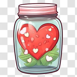 National Mason Jar Day - Heart Design In Glass Jar With Leaves For Romantic Theme Transparent PNG