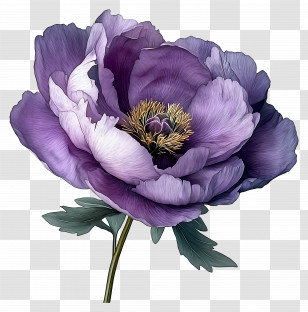 Purple Peony - Purple Flower With Detailed Petals Transparent PNG