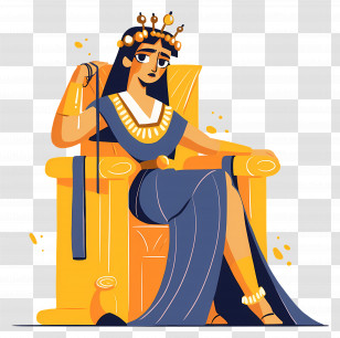 Egyptian Queen - Elegant Queen Sitting On Throne Transparent PNG