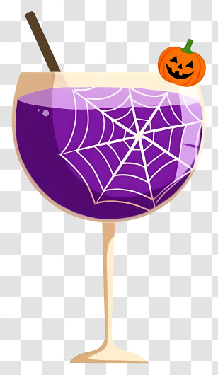 Halloween Cocktail - Purple Drink With Spider Web For Halloween Transparent PNG