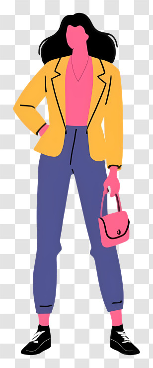 Woman - Stylish Woman With Handbag In Fashionable Outfit Transparent PNG