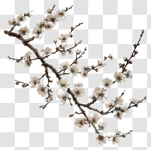 Blooming Cherry Tree Branch - Cherry Blossom Branch In Bloom Transparent PNG