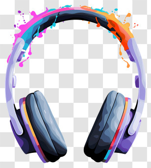 Headphones - Colorful Artistic Headphones Illustration Transparent PNG