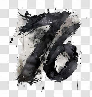 Number 76 - Artistic Number 76 In Black Ink Transparent PNG