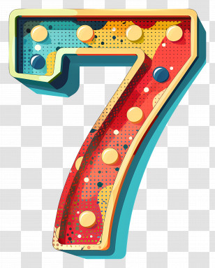 Number 7 - Colorful Number 7 With Dots Transparent PNG