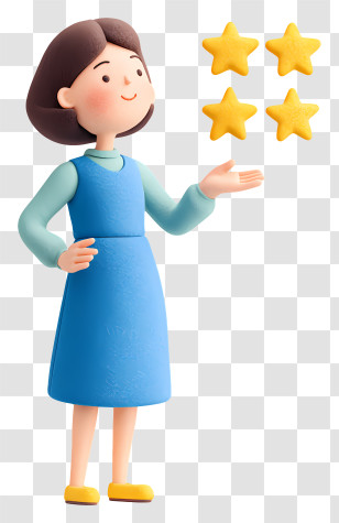 Businesswoman Giving Star Feedback - Woman With Stars Transparent PNG
