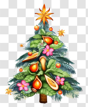 Christmas Tree - Decorated Christmas Tree With Ornaments Transparent PNG