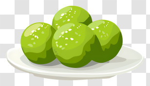 Laddu - Green Plums On A White Plate Illustration Transparent PNG