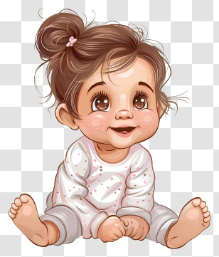 Baby Girl - Adorable Baby Illustration In Cartoon Style Transparent PNG
