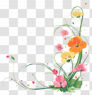 Flower Banner - Colorful Blooming Flowers Transparent PNG