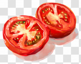 Tomato Slice - Vibrant Sliced Tomato Illustration Transparent PNG