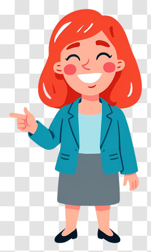 Woman Laughing - Smiling Woman With Red Hair Pointing Transparent PNG