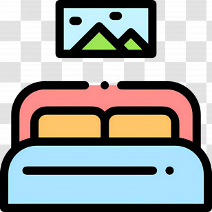 Sleeping Room - Cozy Bed With Wall Art Transparent PNG