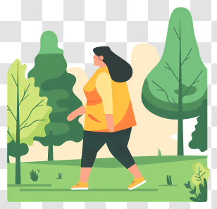 World Obesity Day - Woman Walking In A Peaceful Park Transparent PNG
