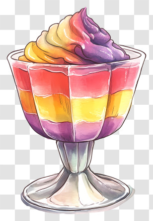 Gelatin Dessert - Colorful Layered Dessert In Glass Cup Transparent PNG