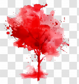 Red Watercolor Splash - Abstract Red Tree Watercolor Painting Transparent PNG
