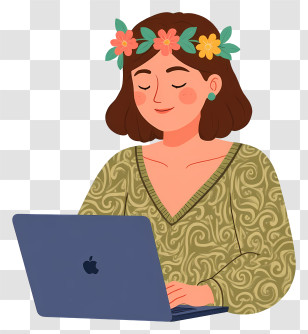 Girl Blogging On Laptop - Woman Working On Laptop Transparent PNG