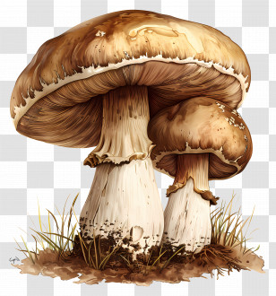 Cremini Mushroom - Rustic Pair Of Forest Mushrooms Transparent PNG