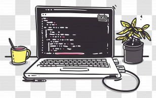 Code Editing - Laptop With Code And Workspace Transparent PNG