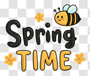 Logo Word Spring Time - Spring Time Bee Sign Transparent PNG