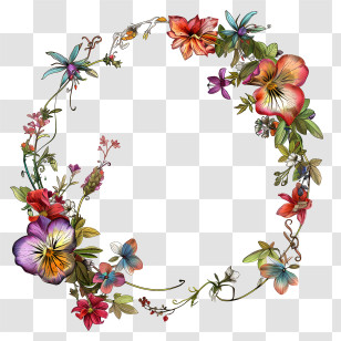 May Day Frame - Colorful Floral Wreath Design Illustration Transparent PNG