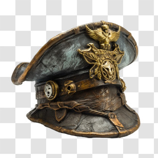 Pirate Cap - Vintage Military Hat With Badges Transparent PNG