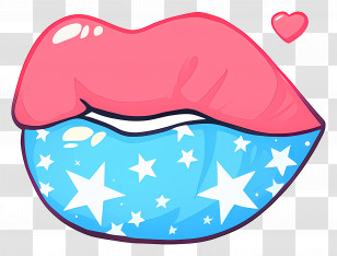Cartoon Lips - Colorful Lips With Stars And Heart Transparent PNG