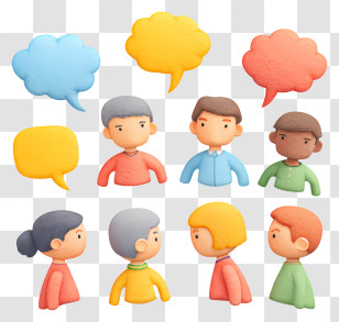 Meeting Discussion Brainstorm - Cartoon People With Speech Bubbles Transparent PNG