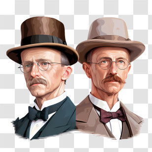 Wright Brothers Day - Men In Vintage-Style Hats Illustration Transparent PNG