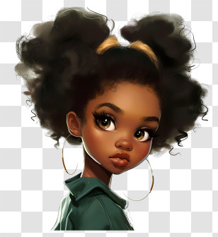 Black History Month - Stylish Cartoon Girl With Bold Afro Puffs Hairstyle Transparent PNG
