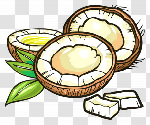 Coconut Oil - Fresh Coconut With Oil Transparent PNG