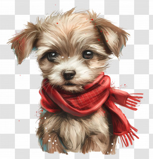 Puppy - Cute Puppy With Red Scarf Transparent PNG