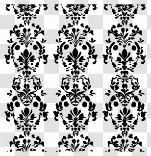 Lace Border - Black Damask Pattern Transparent PNG