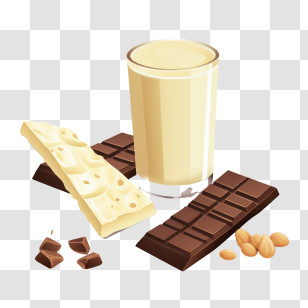 Milk Chocolate - Delicious Chocolate Bars With Glass Of Milk Transparent PNG