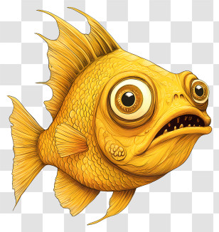 Fish Face - Cartoon Yellow Fish Transparent PNG