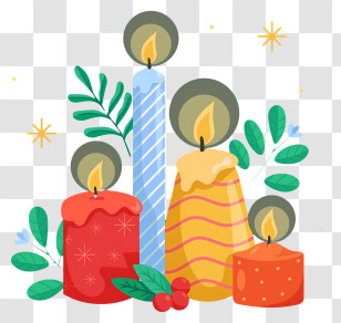 Candles - Festive Candle Set For Christmas Transparent PNG