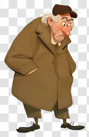 Old Man - Sad Old Man In A Coat Transparent PNG