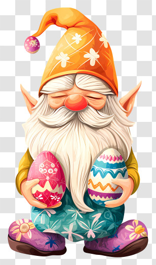 Easter Day Gnome - Easter Gnome Holding Colorful Eggs Transparent PNG