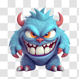 Monster - Funny Cartoon Blue Monster Illustration Transparent PNG