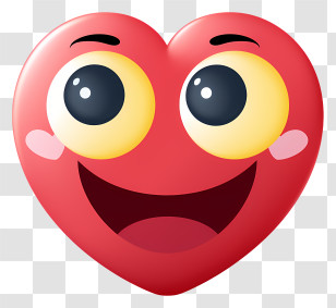 Flat Emoji With Heart Eyes - Happy Heart Emoji Expressing Joy Transparent PNG