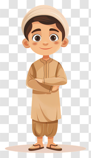 Muslim Boy - Cartoon Boy Wearing Traditional Dress Transparent PNG