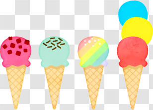 Icon - Vibrant Ice Cream Cones Illustration Transparent PNG