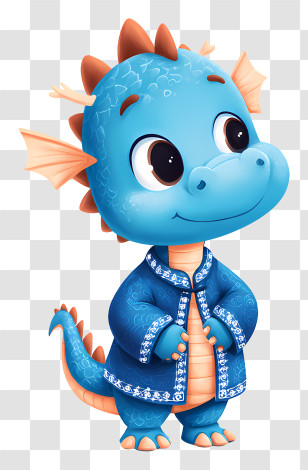 Cute Cartoon Dragon - Blue Cartoon Dragon In Traditional Outfit Transparent PNG