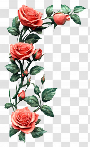 Rose - Blush Pink Roses With Leaves Botanical Art Transparent PNG