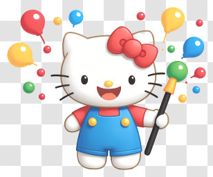 Hello Kitty Summer - Hello Kitty Celebrating With Balloons Transparent PNG