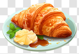 Croissant - Croissant With Butter And Sauce Transparent PNG